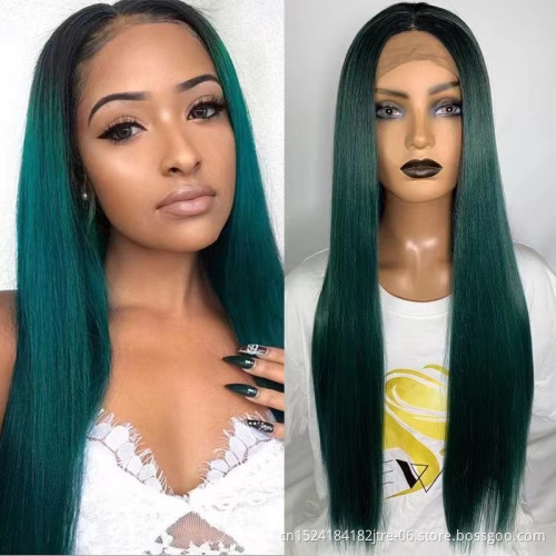 T Part Synthetic Lace Front Hair Wig Solid Colors Trendy Silky Straight Slight Yaki Long Length 4 Colors to Choose